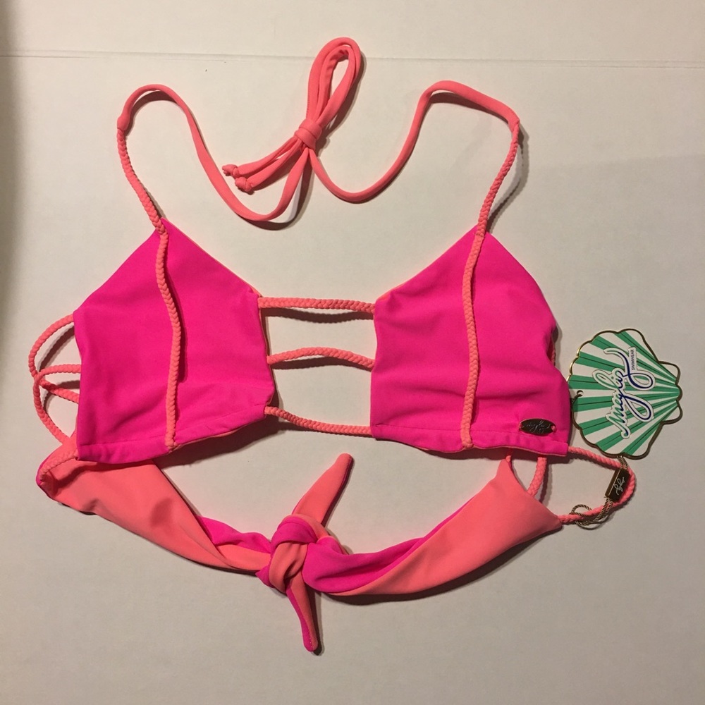 NWT Megliz neon pink bikini top